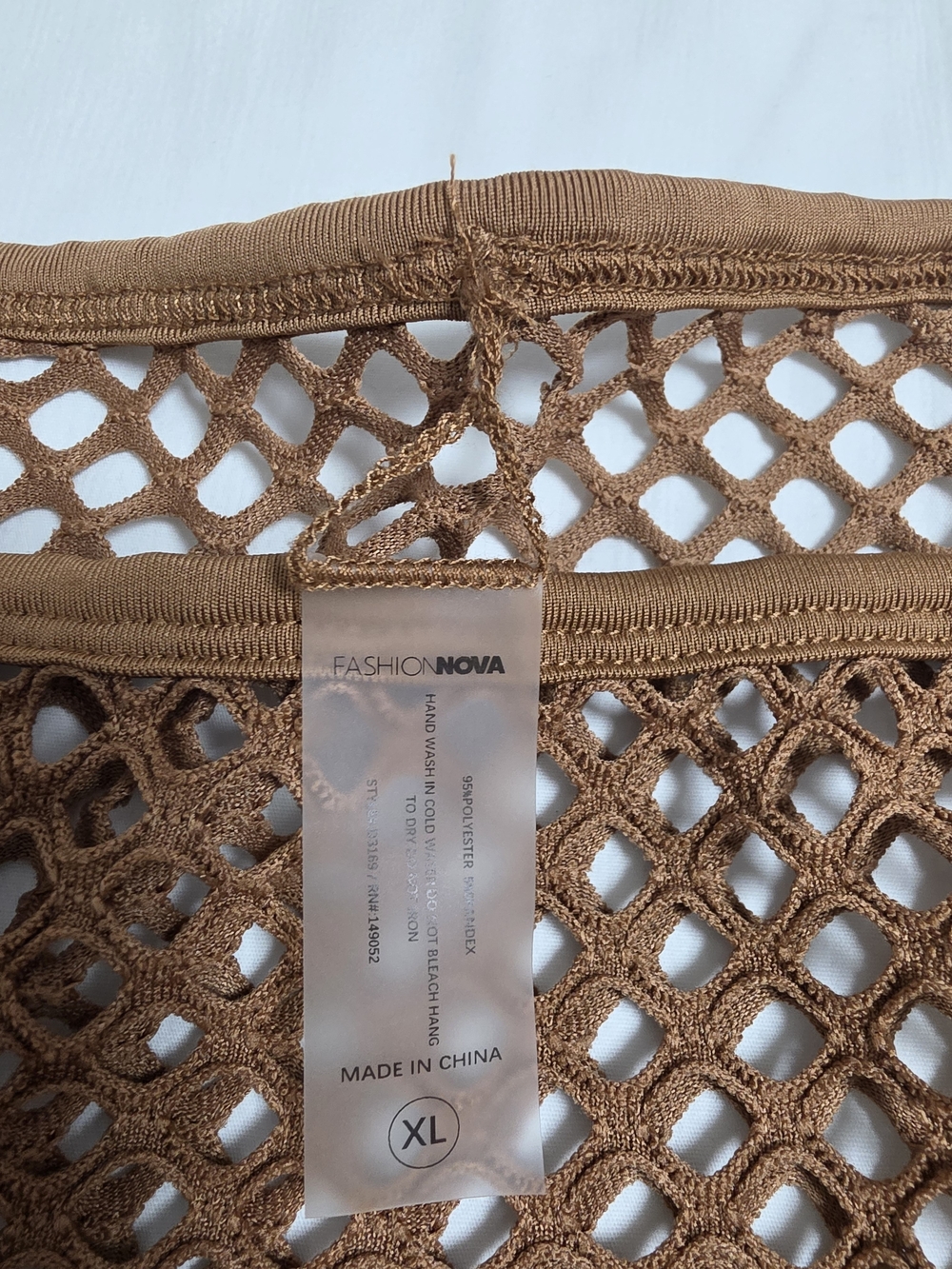 Fashion Nova Brown Crochet Long-Sleeve Mesh Dress - Picture 4 of 8
